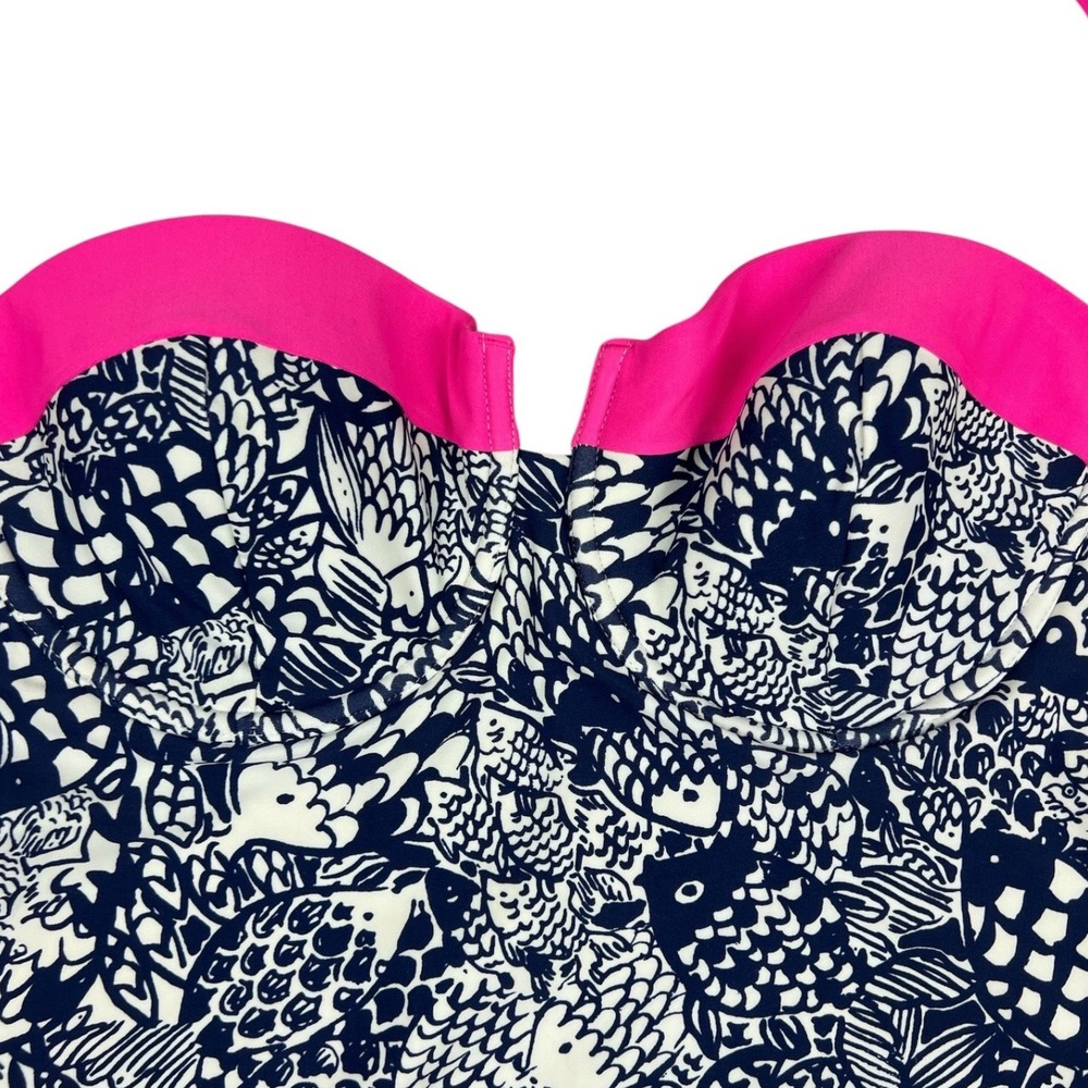 Lilly Pulitzer for Target Swimsuit XL Pink Navy Fish Print Retro Preppy Beach - Picture 4 of 8